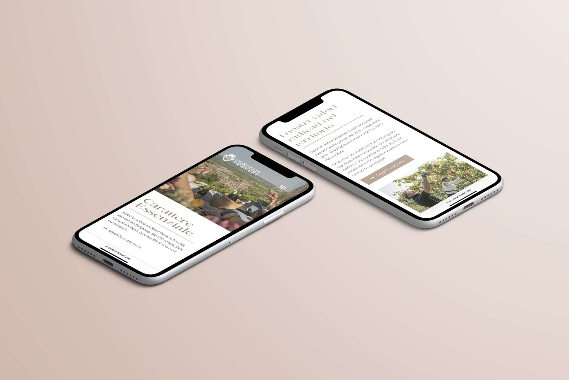 Mockup sito mobile Cantina Tessari